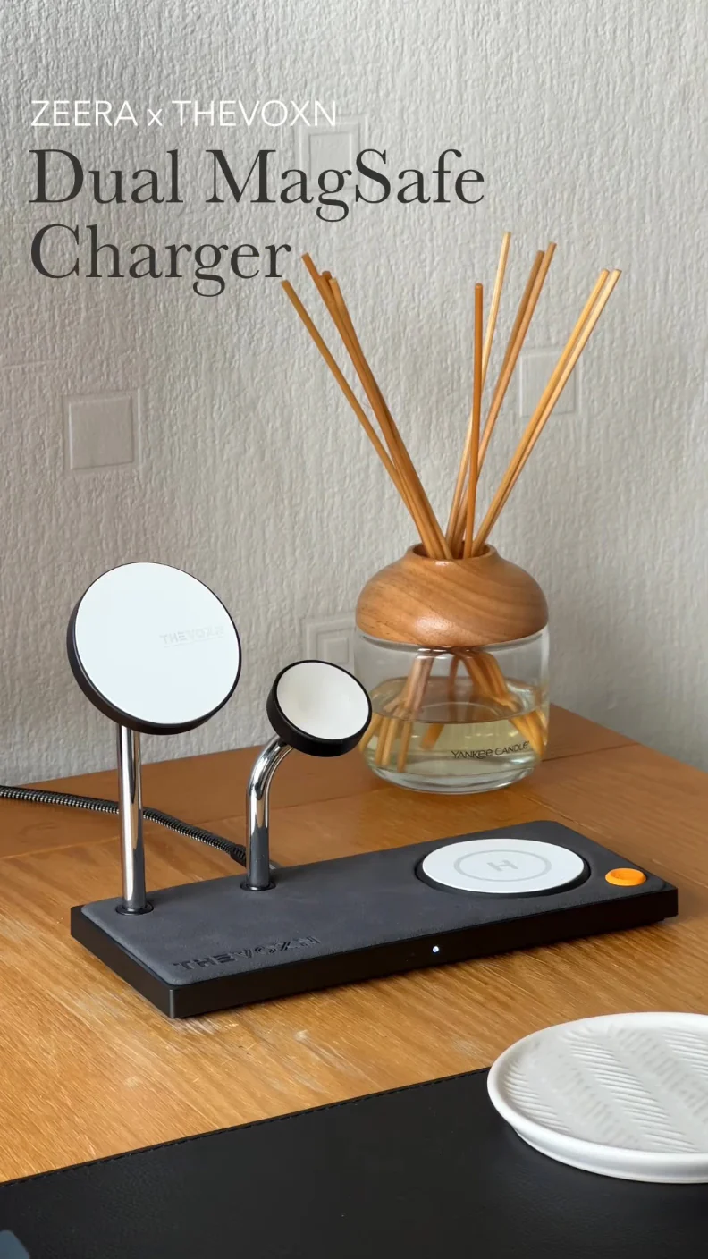 ZEERA x THEVOXN 5-in-1 Dual MagSafe Charger Stand for iPhone 16 Pro Max & AirPods & Apple Watch - Image 4